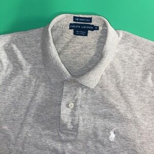 Ralph Lauren The Skinny Polo Mens XL Gray Embroidered‎ White Pony Polo Shirt
